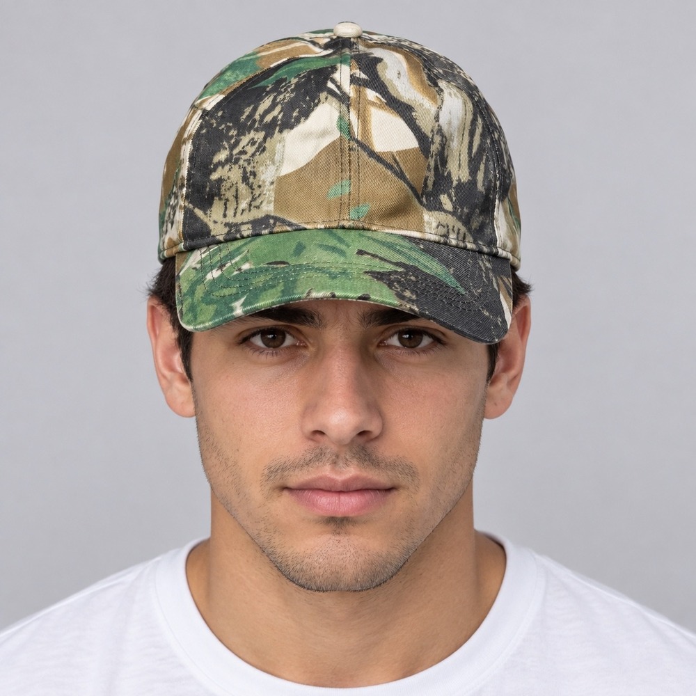 Camouflage Hat Mens OSFA Hunting Fishing Baseball Cap Adjustable Strap Woodland